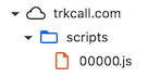 trkcall.com showing the tracking code JavaScript file which is installed